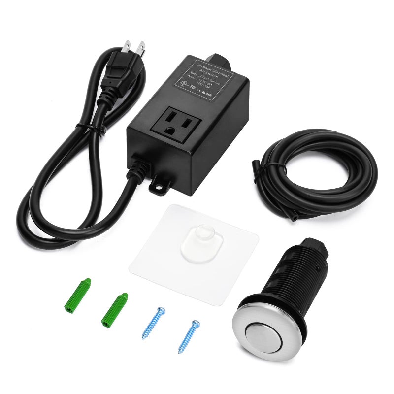 briidea Garbage Disposal Air Switch Kit for SinkTop Waste Disposal with Stainless Steel Brushed Nickel Short Air Button by briidea - Image 1